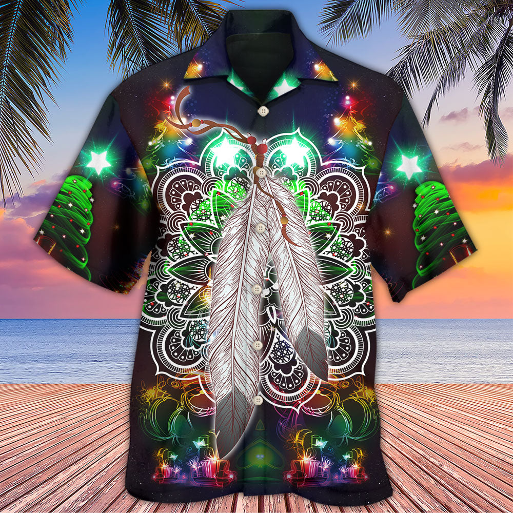 Native Feather Mandala Merry Christmas Stunning - Hawaiian Shirt - Reefox