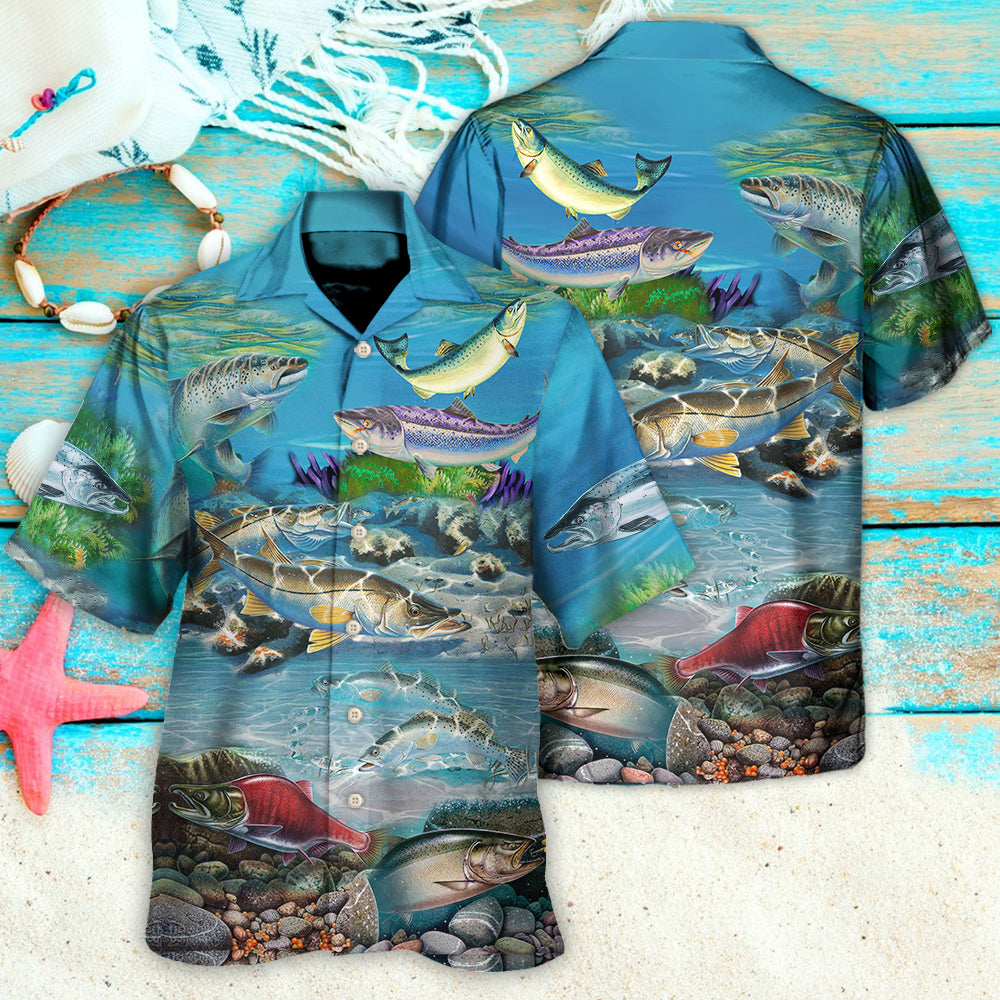 Fish Salmon Is My Therapy Cool - Hawaiian Shirt - Reefox