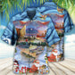 Fishing And Santa Claus Merry Christmas Happy - Hawaiian Shirt - Reefox