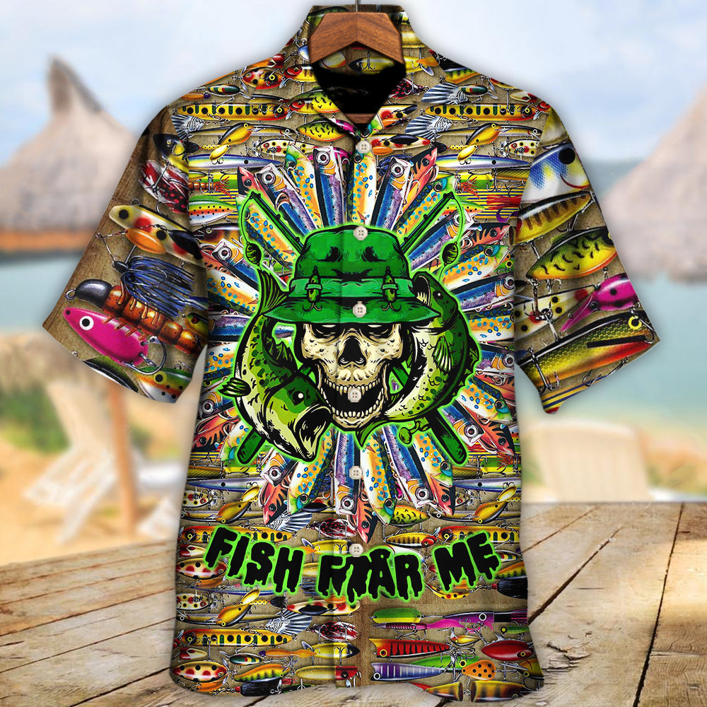 Fishing Just A Man Loves Fishing Skull Cool - Hawaiian Shirt - Reefox