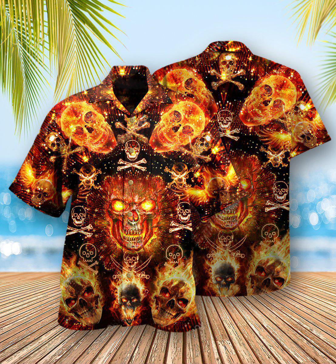 Skull Flaming - Hawaiian Shirt - Reefox