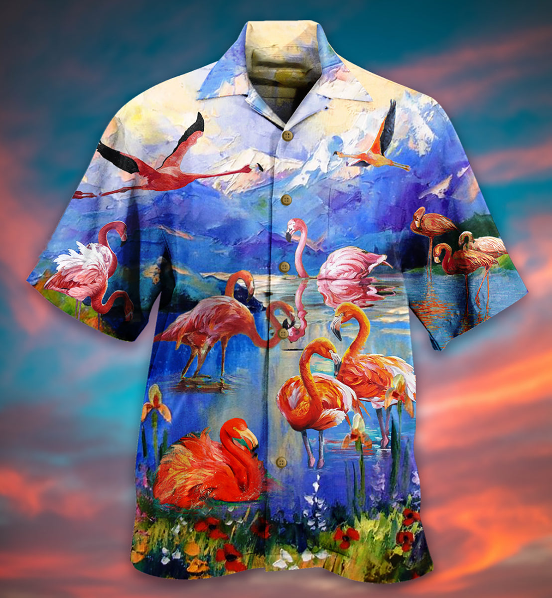 Flamingo Fly To Hawaii - Hawaiian Shirt - Reefox