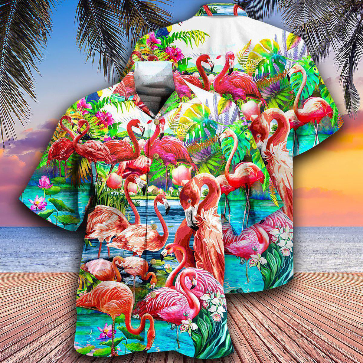 Flamingo Green Slow Down Enjoy The Moment - Hawaiian Shirt - Reefox