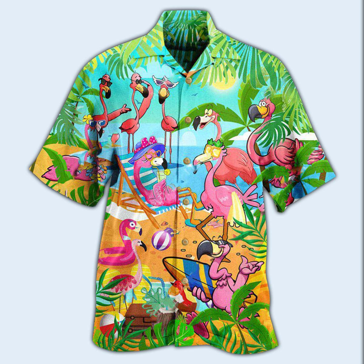 Flamingo Let's Get Flocked Up - Hawaiian Shirt - Reefox