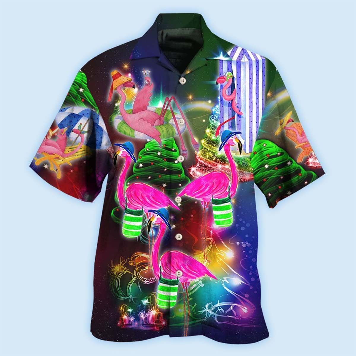Flamingo Love Beach Amazing Christmas - Hawaiian Shirt - Reefox