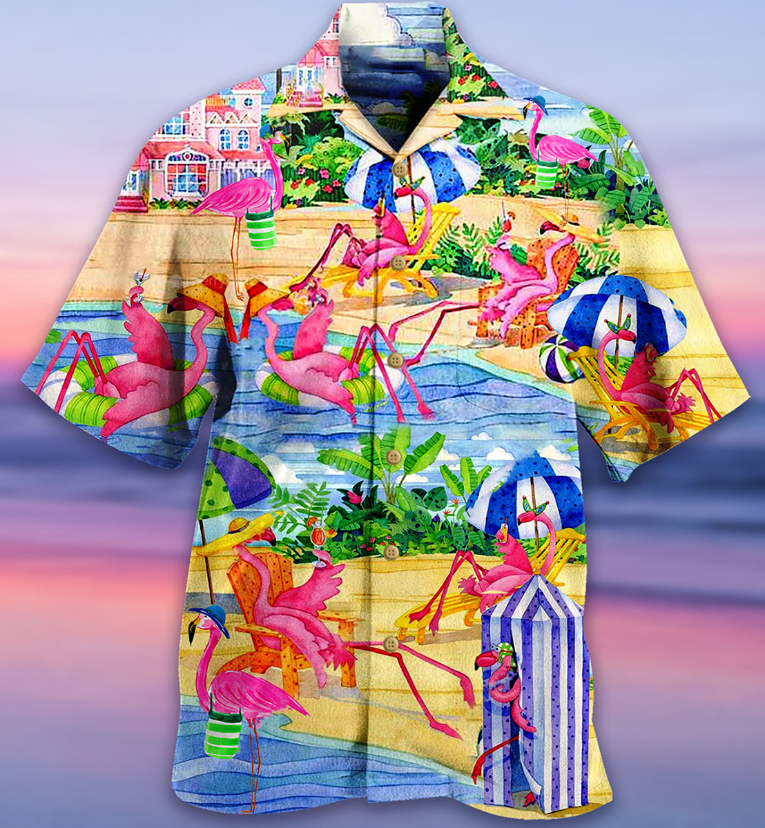 Flamingo Love Beach - Hawaiian Shirt - Reefox