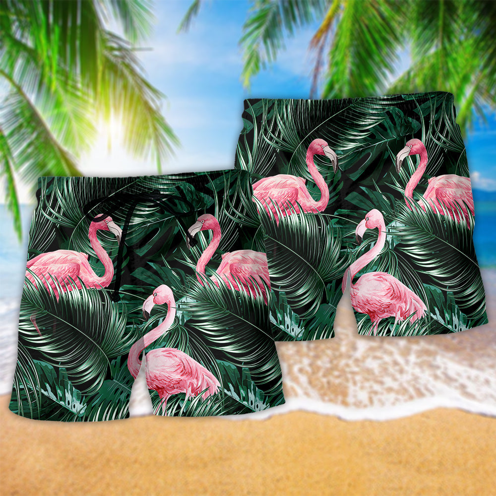 Flamingo Love Life Style Tropical Leaf - Beach Short Reefox - Owls Matrix LTD