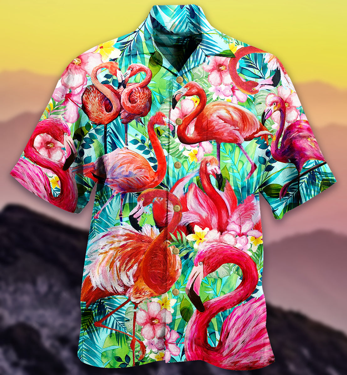 Flamingo Love Pink - Hawaiian Shirt - Reefox