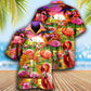 Flamingo Romantic Sunset With Flamingo - Hawaiian Shirt - Reefox