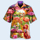 Flamingo Romantic Sunset With Flamingo - Hawaiian Shirt - Reefox