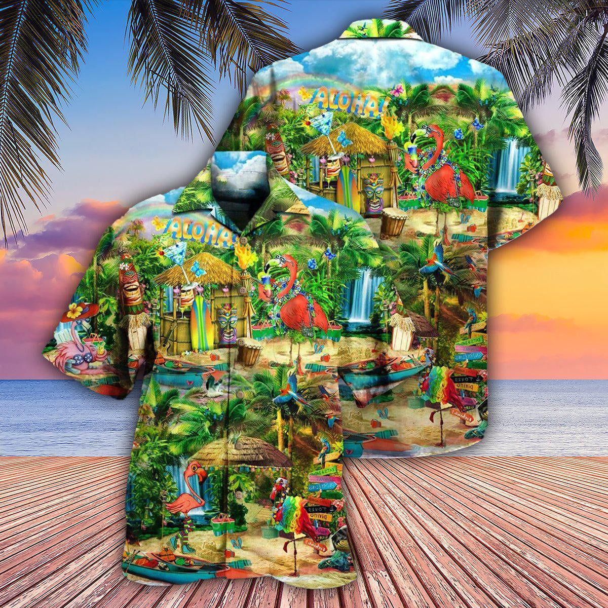Flamingo Stay Aloha And Live The Hi Life - Hawaiian Shirt - Reefox
