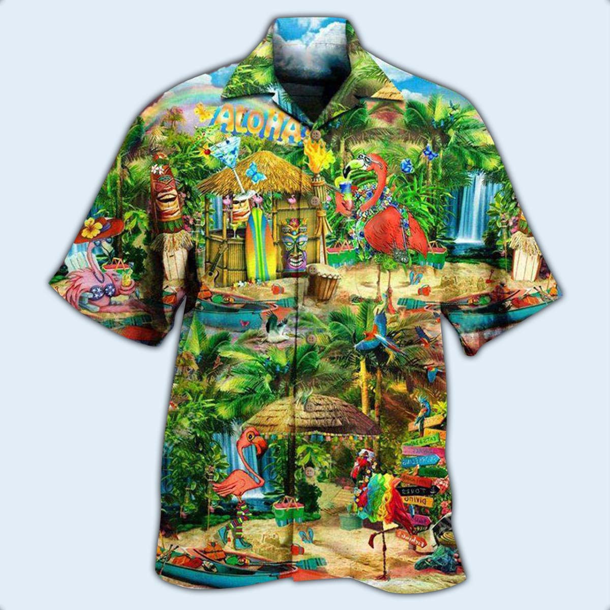 Flamingo Stay Aloha And Live The Hi Life - Hawaiian Shirt - Reefox