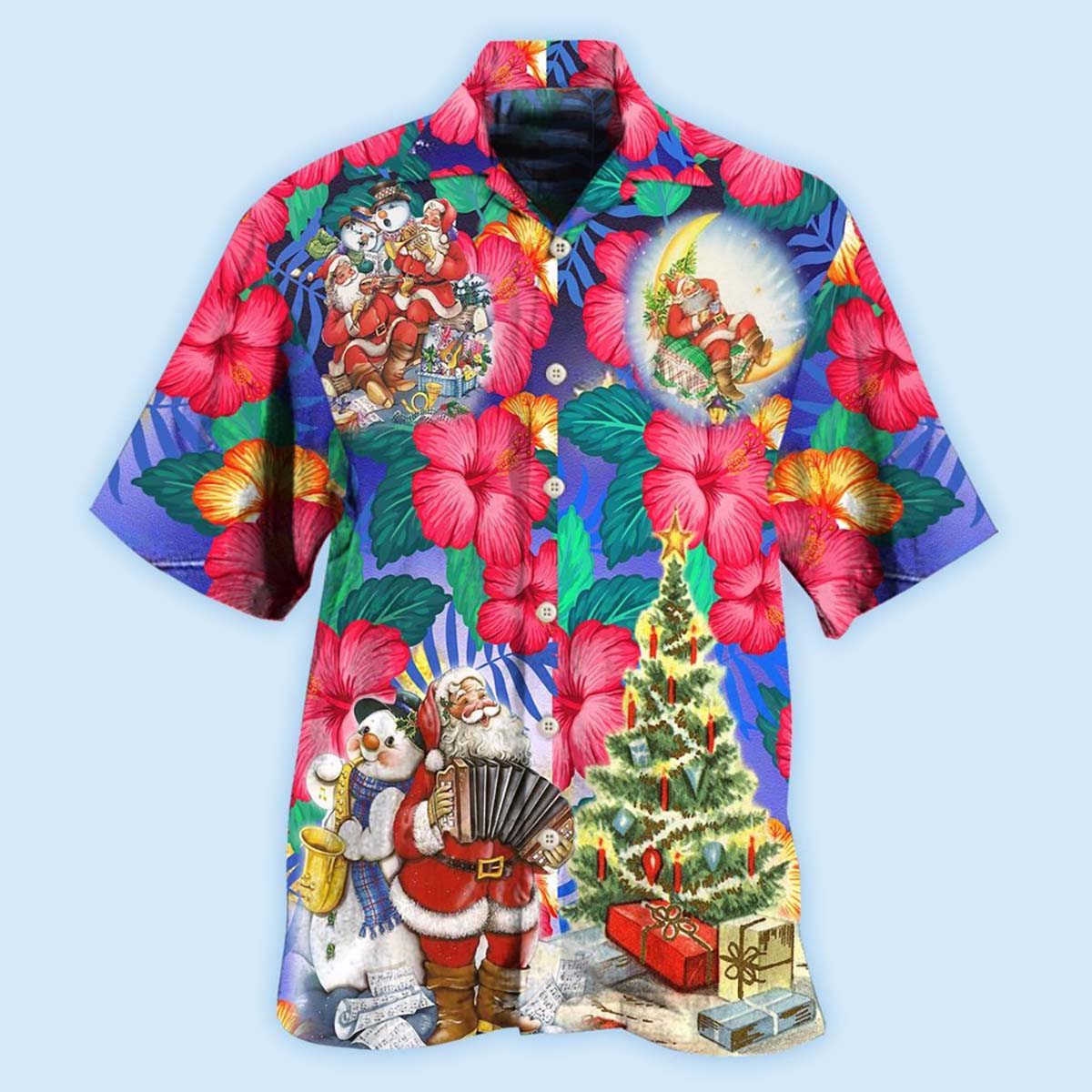 Christmas Flowers Tropical Santa Claus - Hawaiian Shirt - Reefox