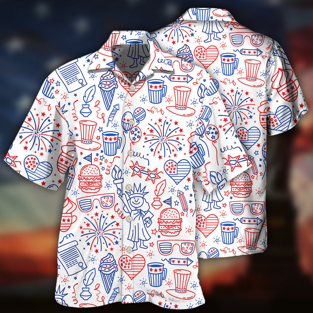 America Independence Day Fourth Of July Cool Art - Hawaiian Shirt - Reefox