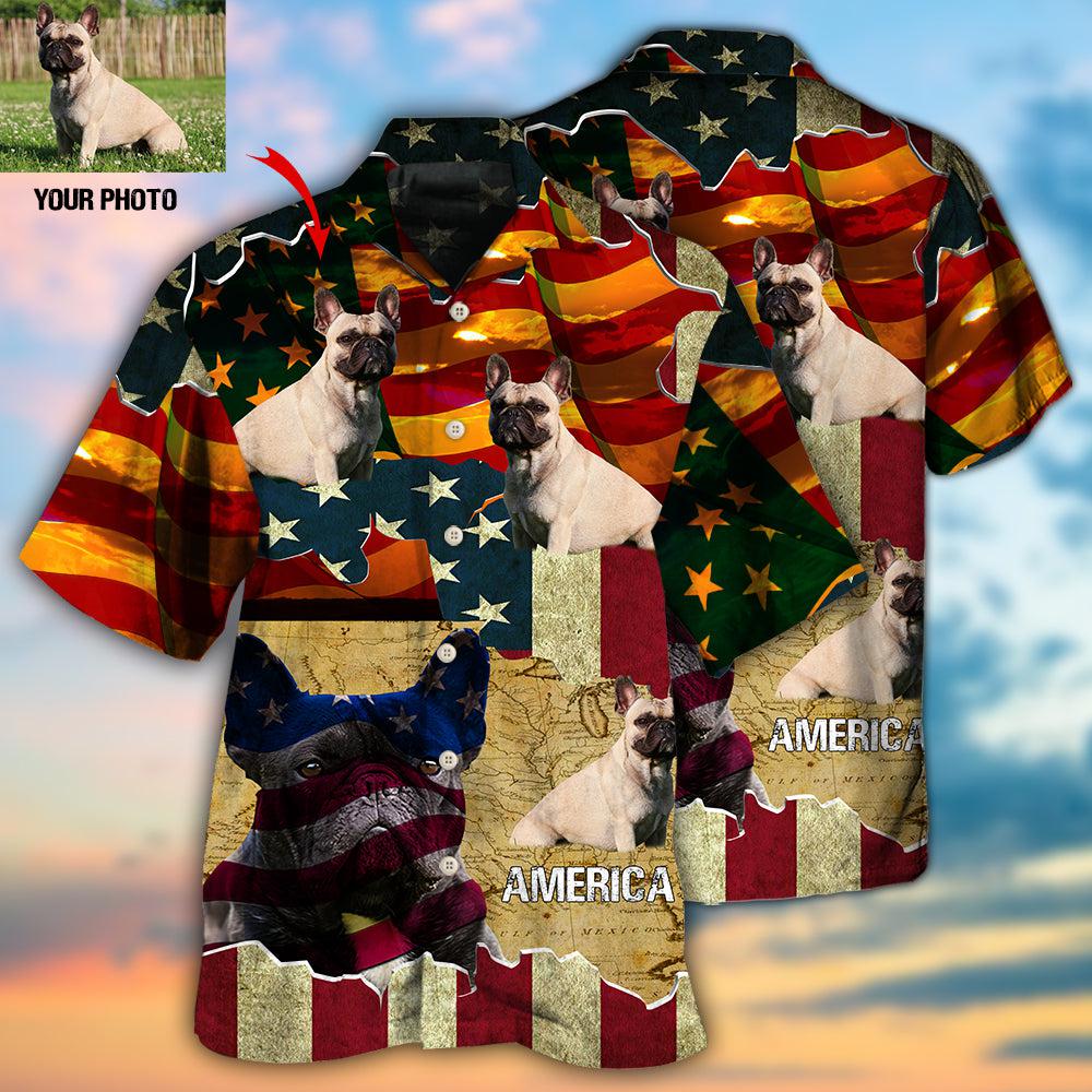 French Bulldog America Sunset Custom Photo - Hawaiian Shirt - Reefox