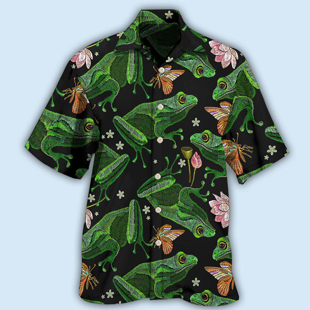 Frog Green Frog Black Style - Hawaiian Shirt - Reefox