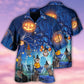 Halloween Night Cat Blue - Hawaiian Shirt - Reefox