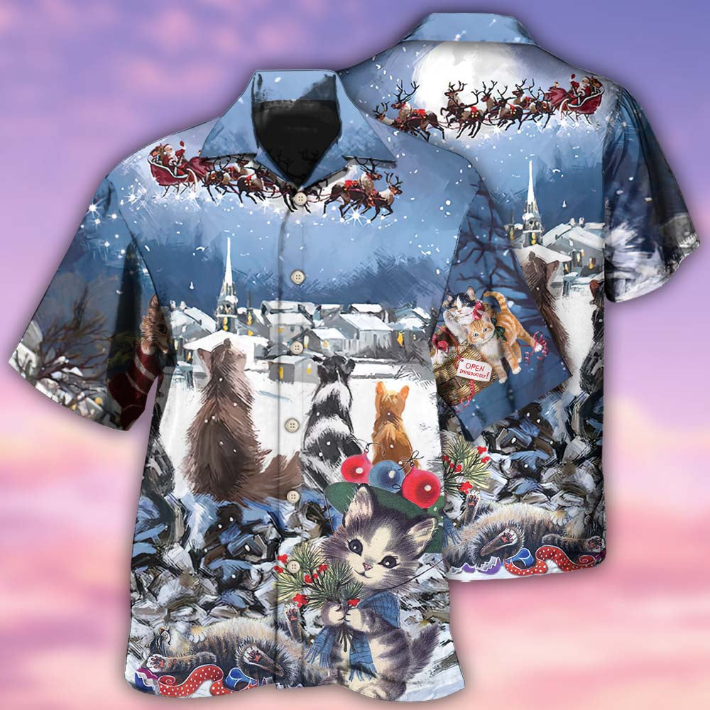 Cat Hope Chrismas Night - Hawaiian Shirt - Reefox