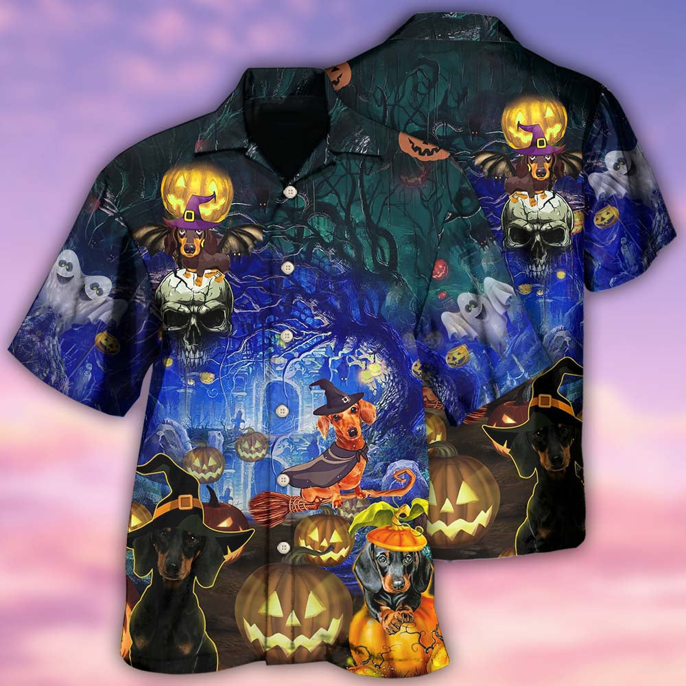 Halloween Dachshund And Dogs - Hawaiian Shirt - Reefox