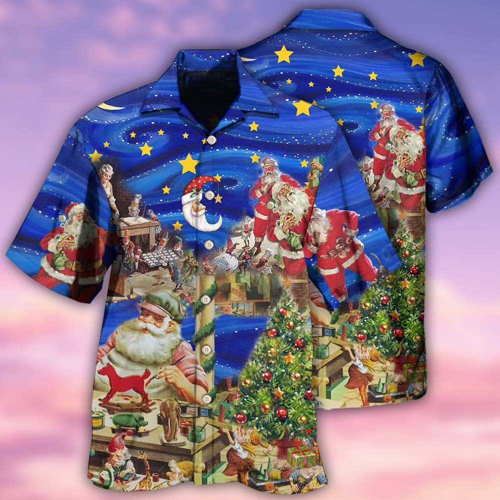 Christmas Night Santa's Toy Workshop - Hawaiian Shirt - Reefox