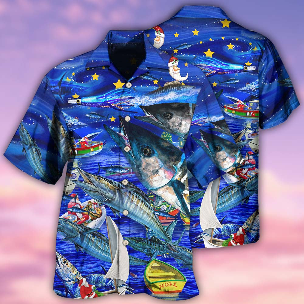 Fishing Love Ocean Blue Merry Christmas - Hawaiian Shirt - Reefox