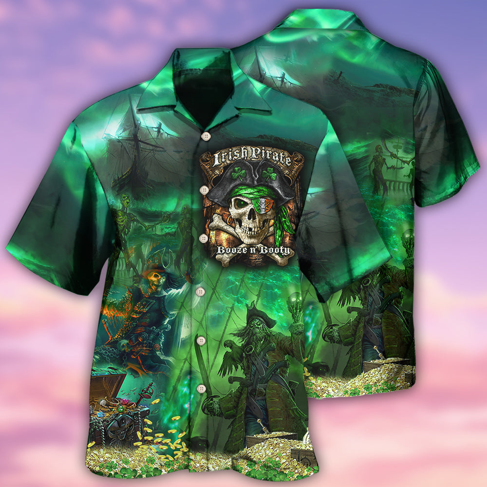 Irish Pirate Booze And Booty Beautiful - Hawaiian Shirt - Reefox