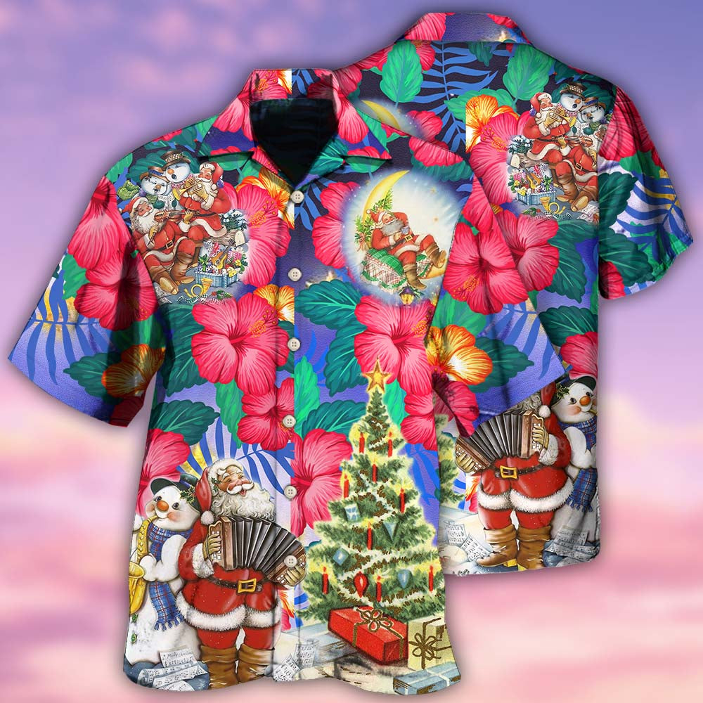 Christmas Flowers Tropical Santa Claus - Hawaiian Shirt - Reefox