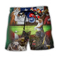Beach Short / Adults / S Billiard Independence Day Funny Dogs - Beach Short Reefox - Owls Matrix LTD