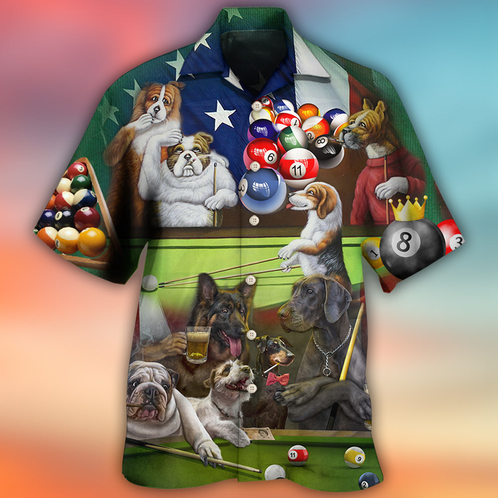 Billiard Independence Day Funny Dogs - Hawaiian Shirt - Reefox