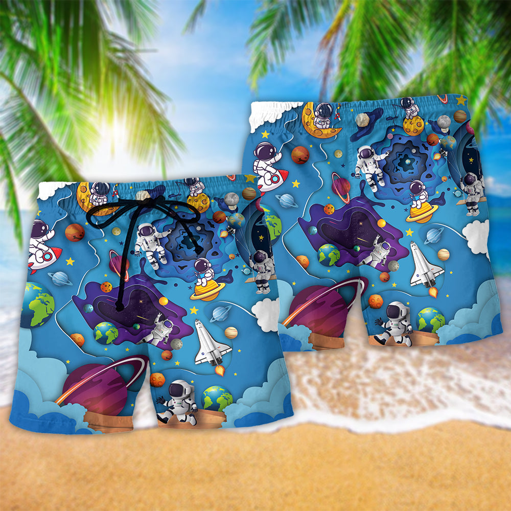 Galaxy Spaceship Fly To Galaxy Lovely - Beach Short Reefox - Owls Matrix LTD