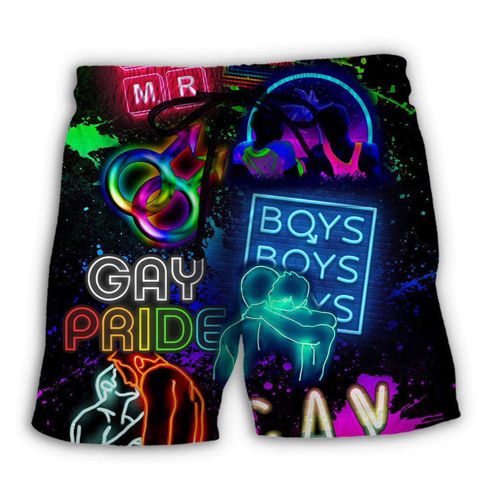 Beach Short / Adults / S LGBT Gay Neon Art Gay Pride - Beach Short Reefox - Owls Matrix LTD