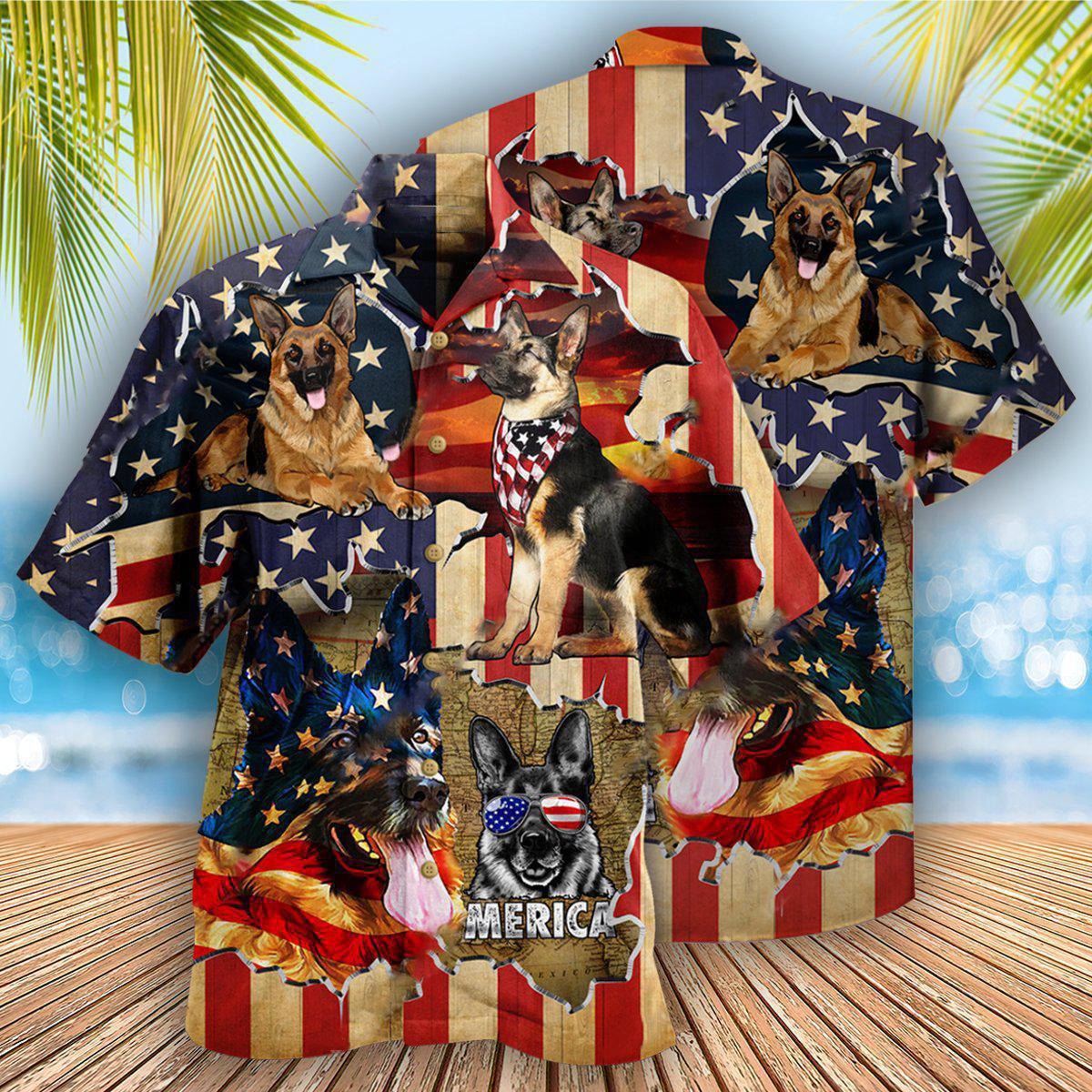German Shepherd Dog America Protected By German Shepherd - Hawaiian Shirt - Reefox