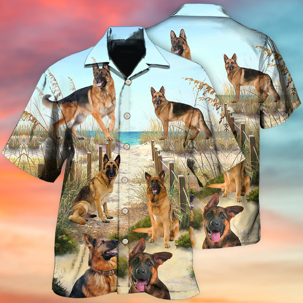 German Shepherd Best Friends For Life In Sand - Hawaiian Shirt - Reefox