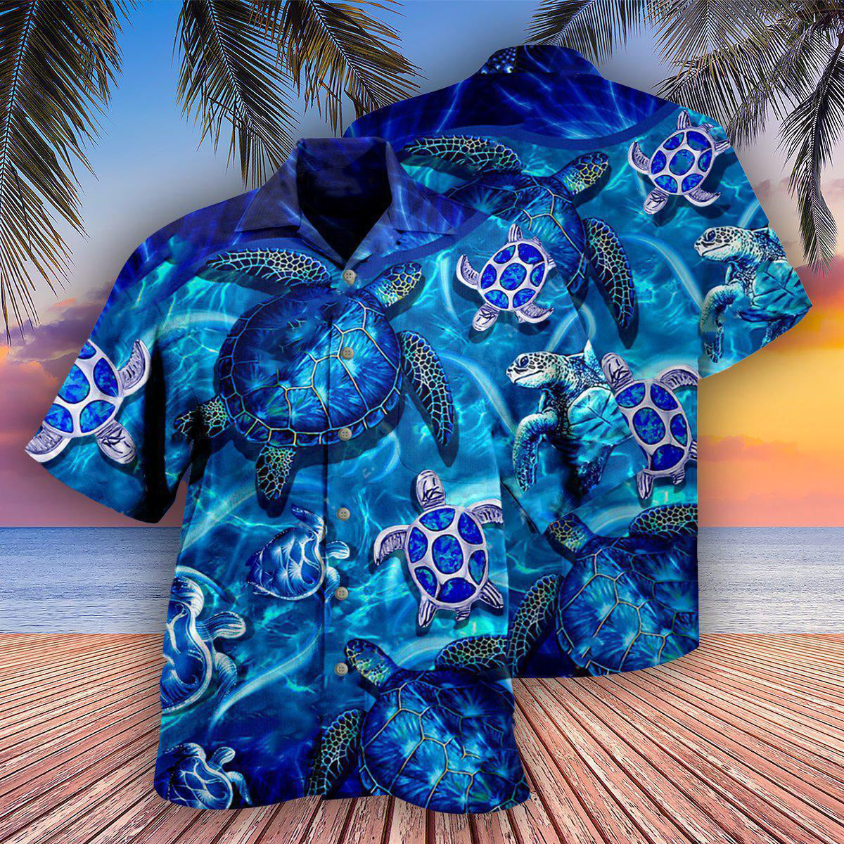 Turtle Go With The Flow In Ocean - Hawaiian Shirt - Reefox