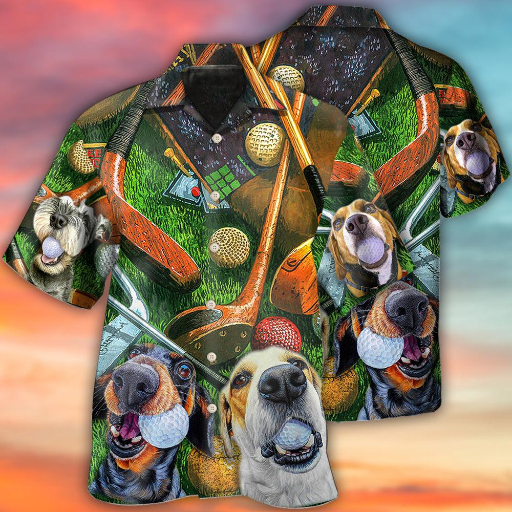 Golf Vintage Style Funny Dog - Hawaiian Shirt - Reefox