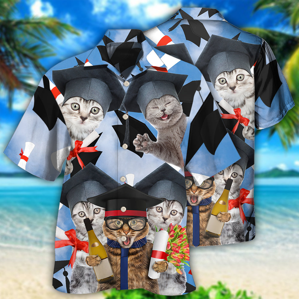 Hawaiian Shirt / Adults / S Cat Graduation Cute Cat - Hawaiian Shirt - Reefox