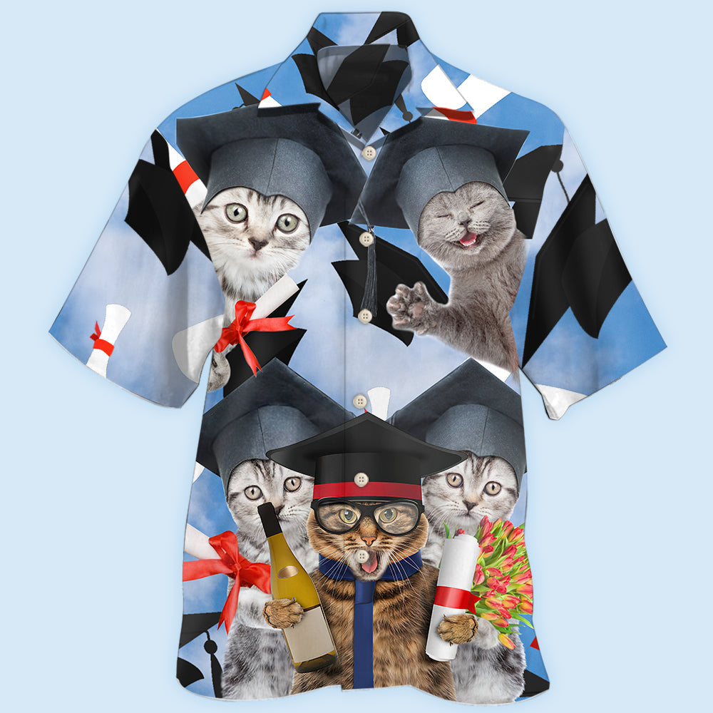 Cat Graduation Cute Cat - Hawaiian Shirt - Reefox