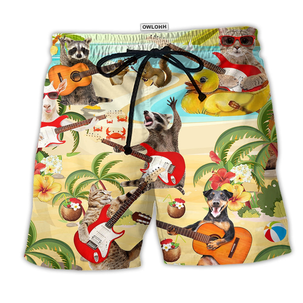 Beach Short / Adults / S Guitar Music Animals Tropical Summer - Beach Short Reefox - Owls Matrix LTD