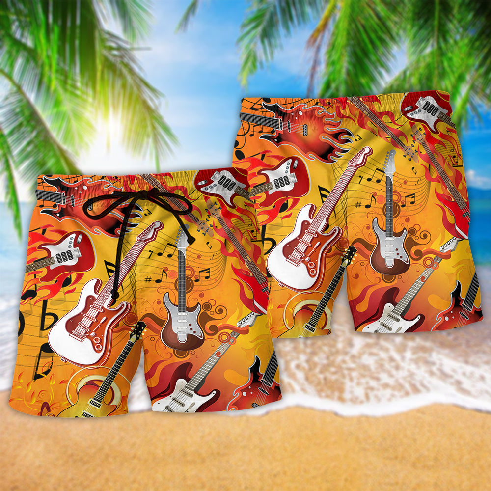 Guitar Music Guitar Is My Life Hot Color - Beach Short Reefox - Owls Matrix LTD