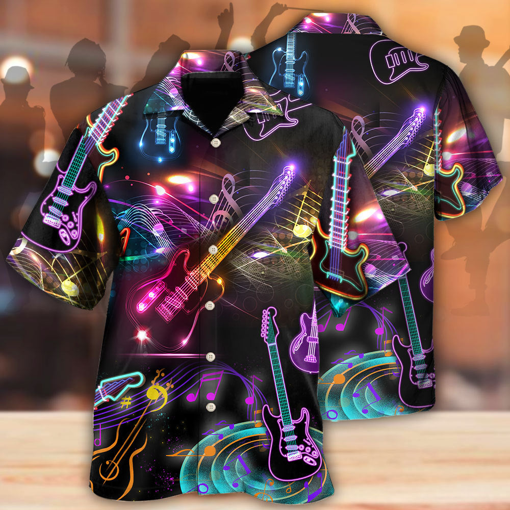 Guitar Neon Amazing Art - Hawaiian Shirt - Reefox