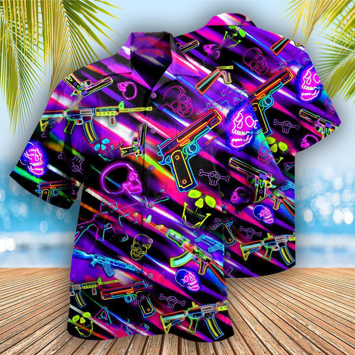 Gun Real Men Don't Retreat They Reloads Neon Style - Hawaiian Shirt - Reefox