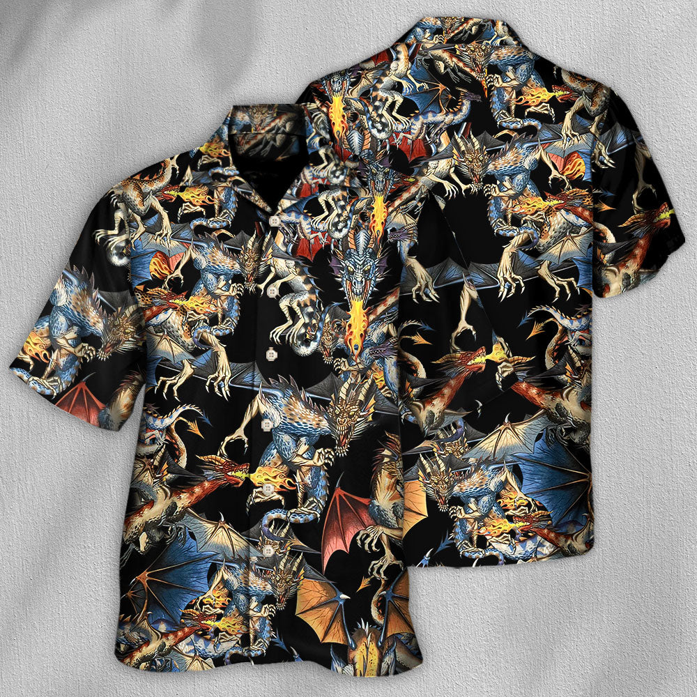 Dragon Breathing Fire Awesome - Hawaiian Shirt - Reefox