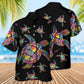 Hippie Turtle Love Ocean Black Style - Hawaiian Shirt - Reefox
