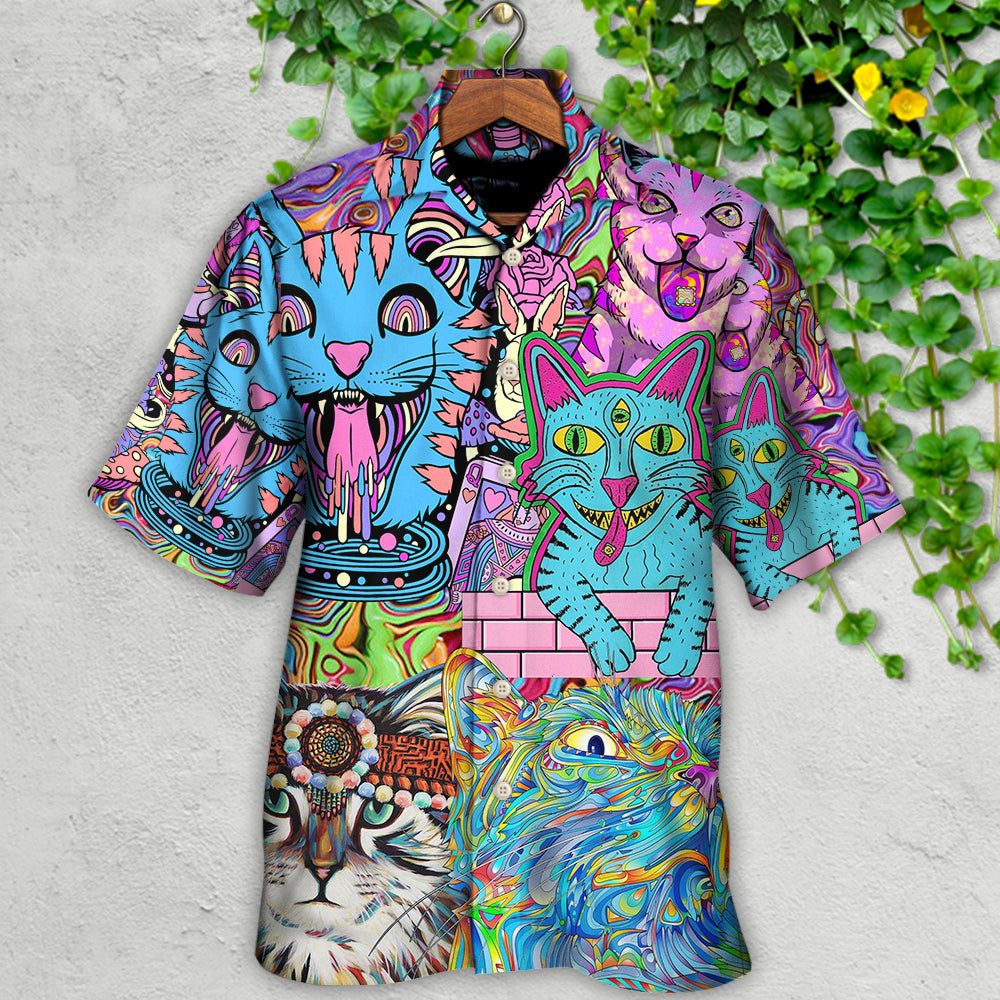 Hippie Cat Wonderful World - Hawaiian Shirt - Reefox