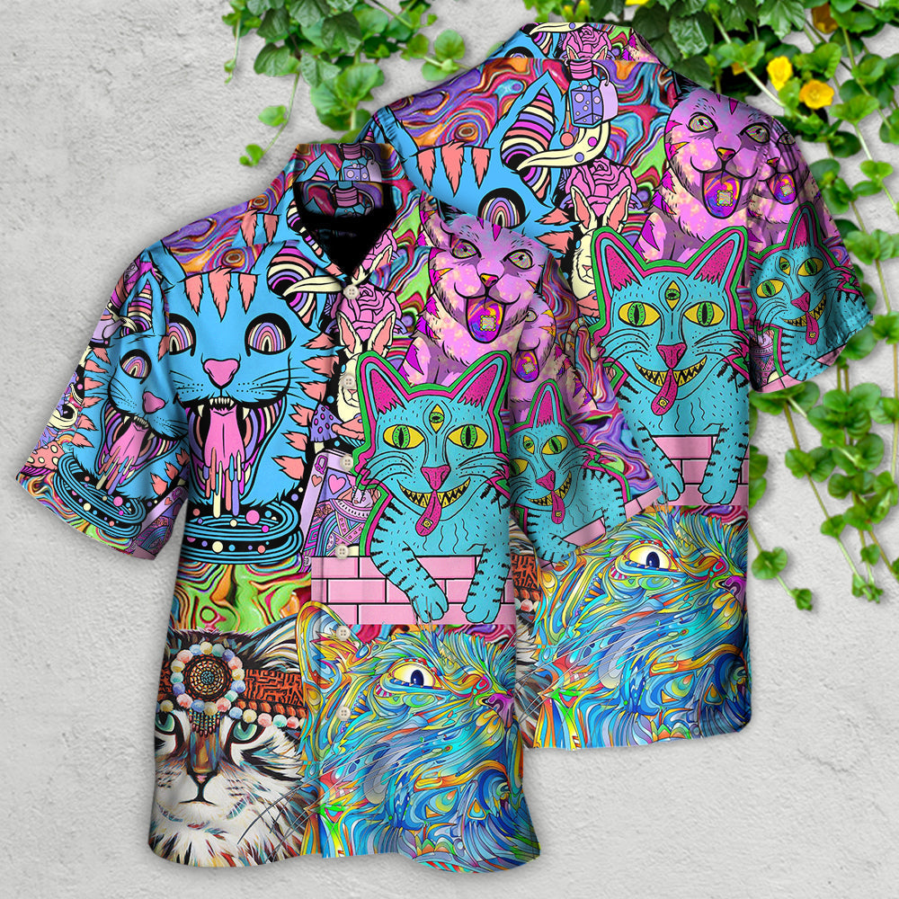 Hippie Cat Wonderful World - Hawaiian Shirt - Reefox