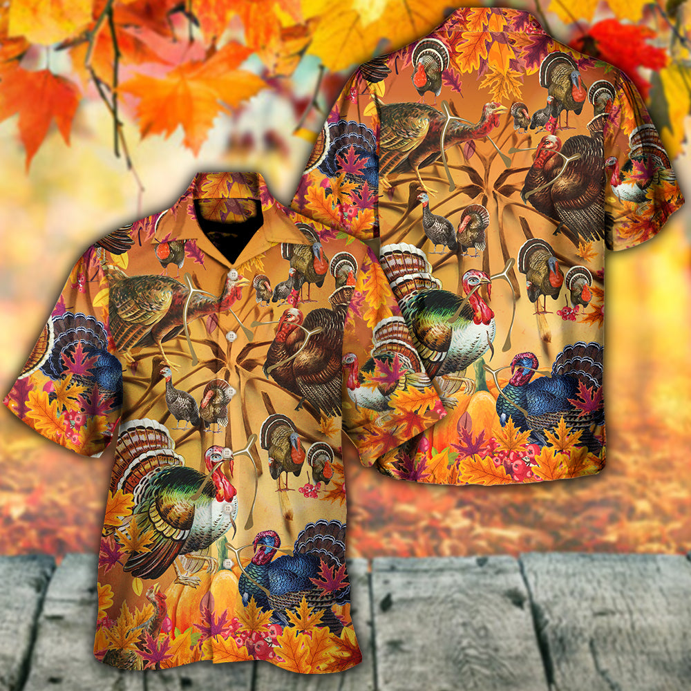 Turkey Happy Wishbone Thanksgiving - Hawaiian Shirt