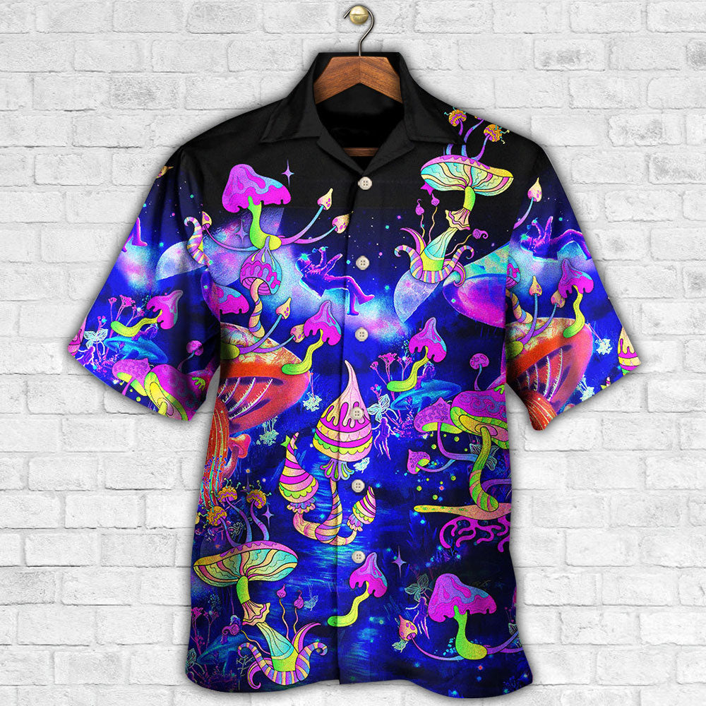 Hippie Mushroom Galaxy Neon Colorful Art - Hawaiian Shirt - Reefox