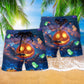 Halloween Glowing Pumpkins By Night - Beach Short Reefox - Owls Matrix LTD