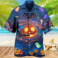 Halloween Glowing Pumpkins By Night With Bat - Hawaiian Shirt - Reefox