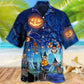 Halloween Night Cat Blue - Hawaiian Shirt - Reefox